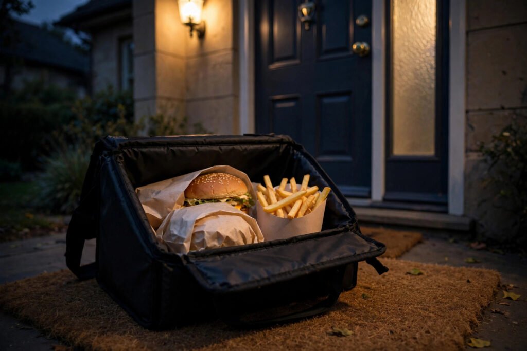 McDonald's restaurant exterior with delivery options